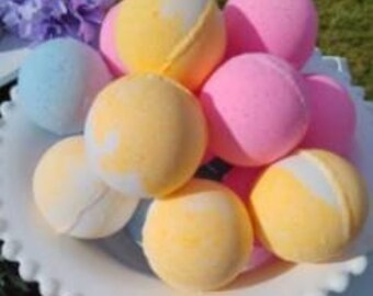 Luxurious Bath Bombs, summer lush, spa, basket, handmade, rich oils, soothing butters, kitchen, bath, kids birthday, relaxation, mom