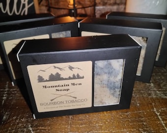 Men's soap, goats milk soap, Christmas, stocking stuffer, Bourbon Tobacco All Natural Soap, mountain men soap, mens soap, gift for him