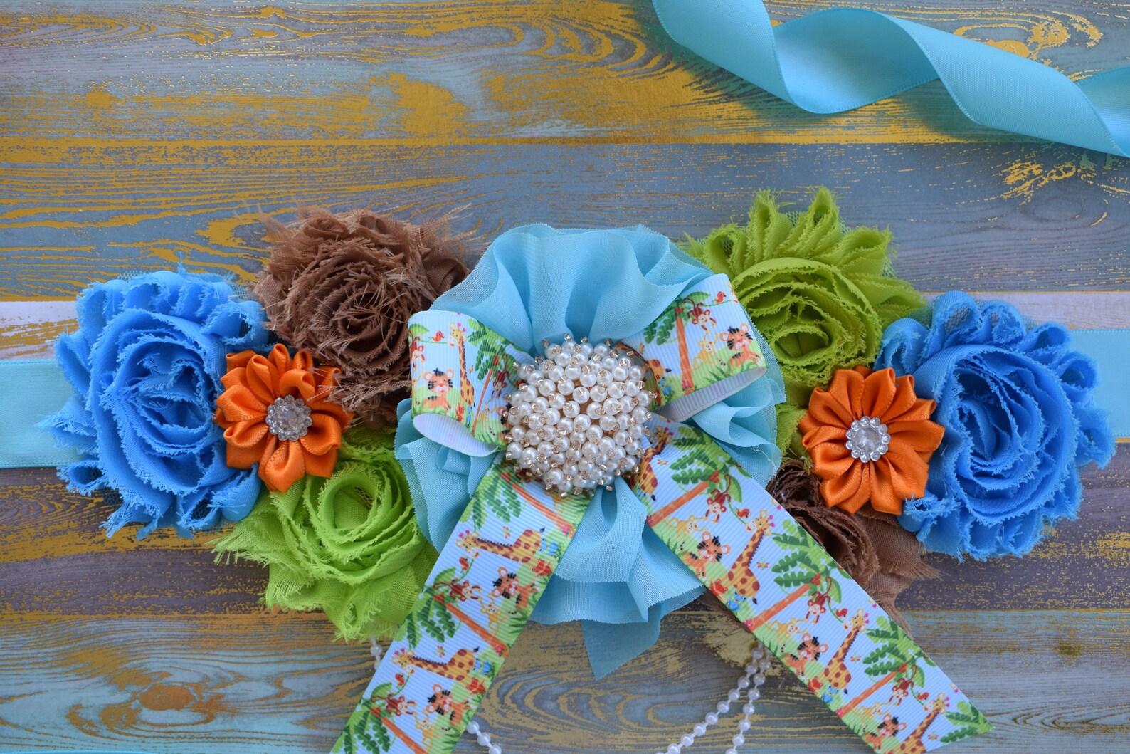 Jungle Safari Baby Shower Safari Maternity Sash Brown Green Etsy