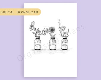 Three Insulin Vases Digital Download// Tattoo Design, Diabetic Printable, Diabetes Awareness Wall Art