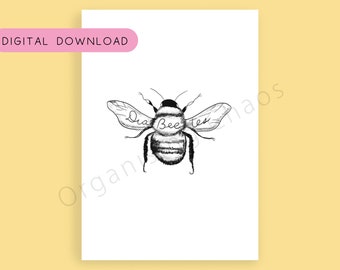 Dia-bee-tes Digital Download// Diabetic Wall Art, Diabetes Printable, Tattoo Design