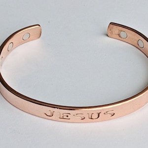 Jesus Name Magnetic Pure Copper Cuff Bracelet Unisex, Arthritis Natural Cure