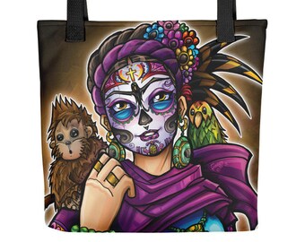 Frida Sugar Skull Tote bag (Artist: Gullermo Guerrero you can find more of his work at L_Guerrero33 instagram)