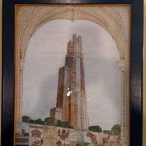 Idéia de presente Pitt - Ao redor do mundo na Catedral da Aprendizagem - Impressão em tela emoldurada 18 x 24