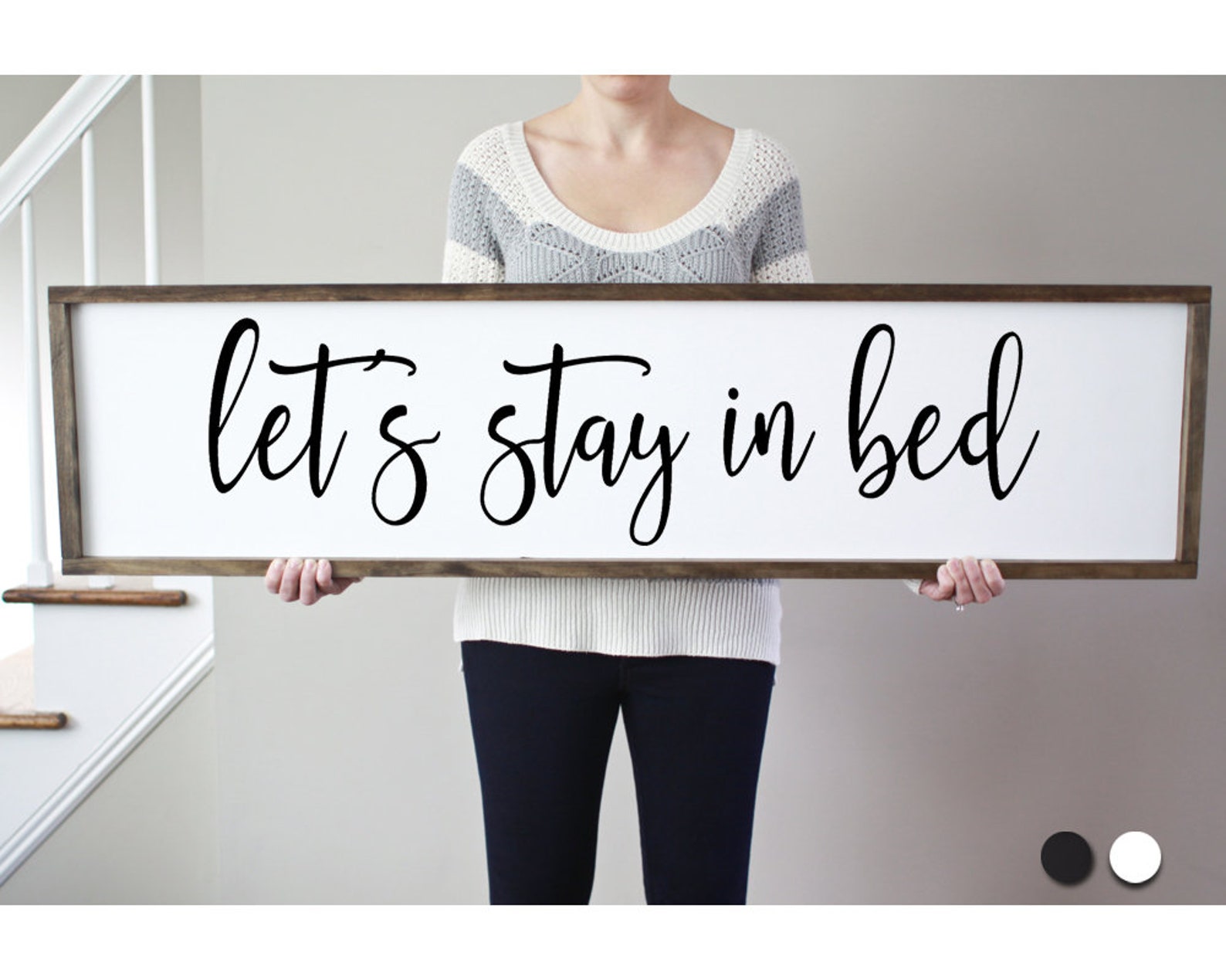 Lets Stay in Bed Sign Bedroom Wall Decor Above Bed Wall Etsy