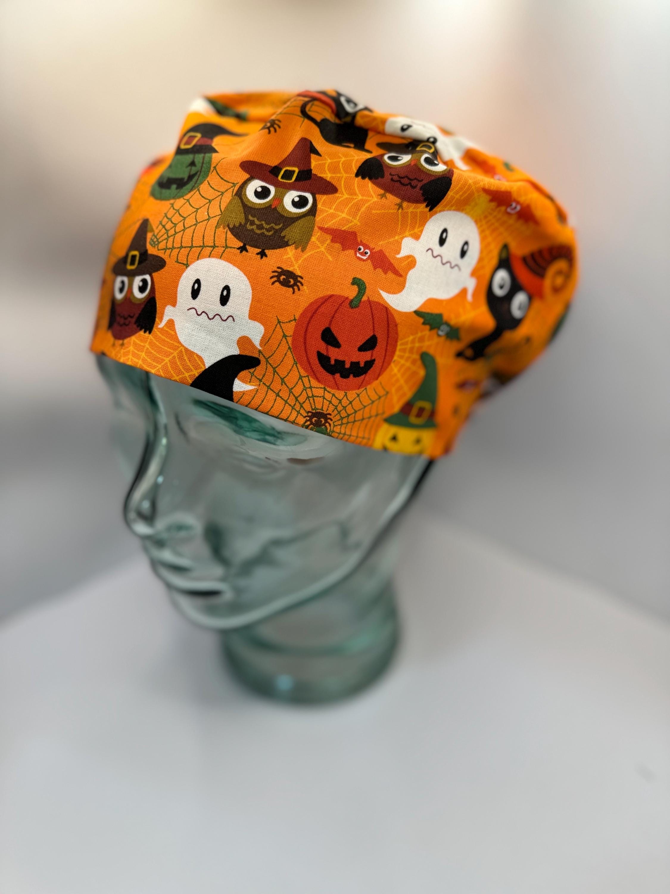 Ghost, Pumpkin, Owl Toss Women’s Scrub Cap