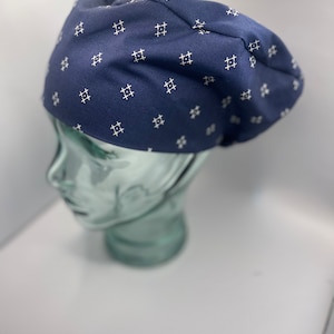 Navy with White Designs Women’s Scrub Cap