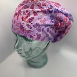 Batik Foliage on Purple Women’s Scrub Cap