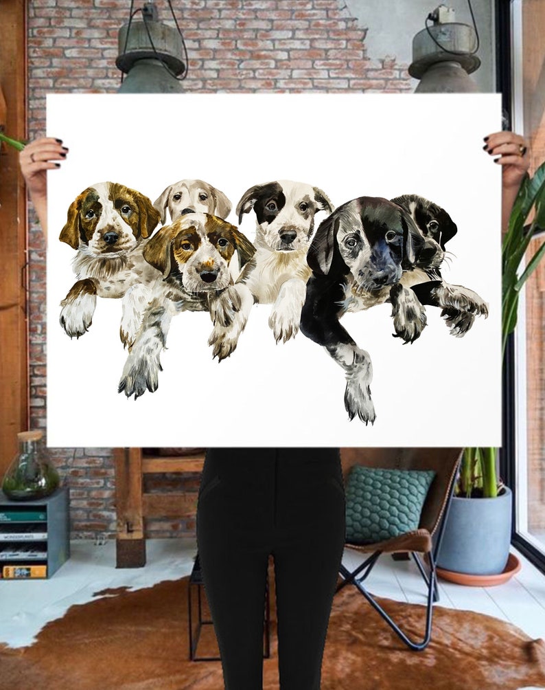 Multi Haustier Porträts Custom Pet Portrait Hund Malerei Hund Etsy