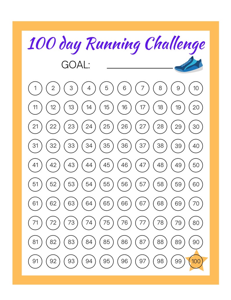 Run Walk Fitness Tracker and 100 Day Challenges Printables Etsy