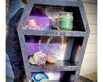 Coffin Shelf, Wooden Coffin Box, Coffin Decor, Pastel Goth Decor, Aesthetic Room Decor, Witchy Decor, Aesthetic Gifts, Crystal Storage