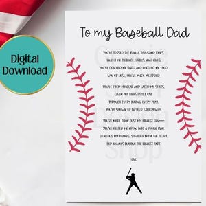 To My Baseball Dad 5x7 pdf, Vatertag, INSTANT DOWNLOAD
