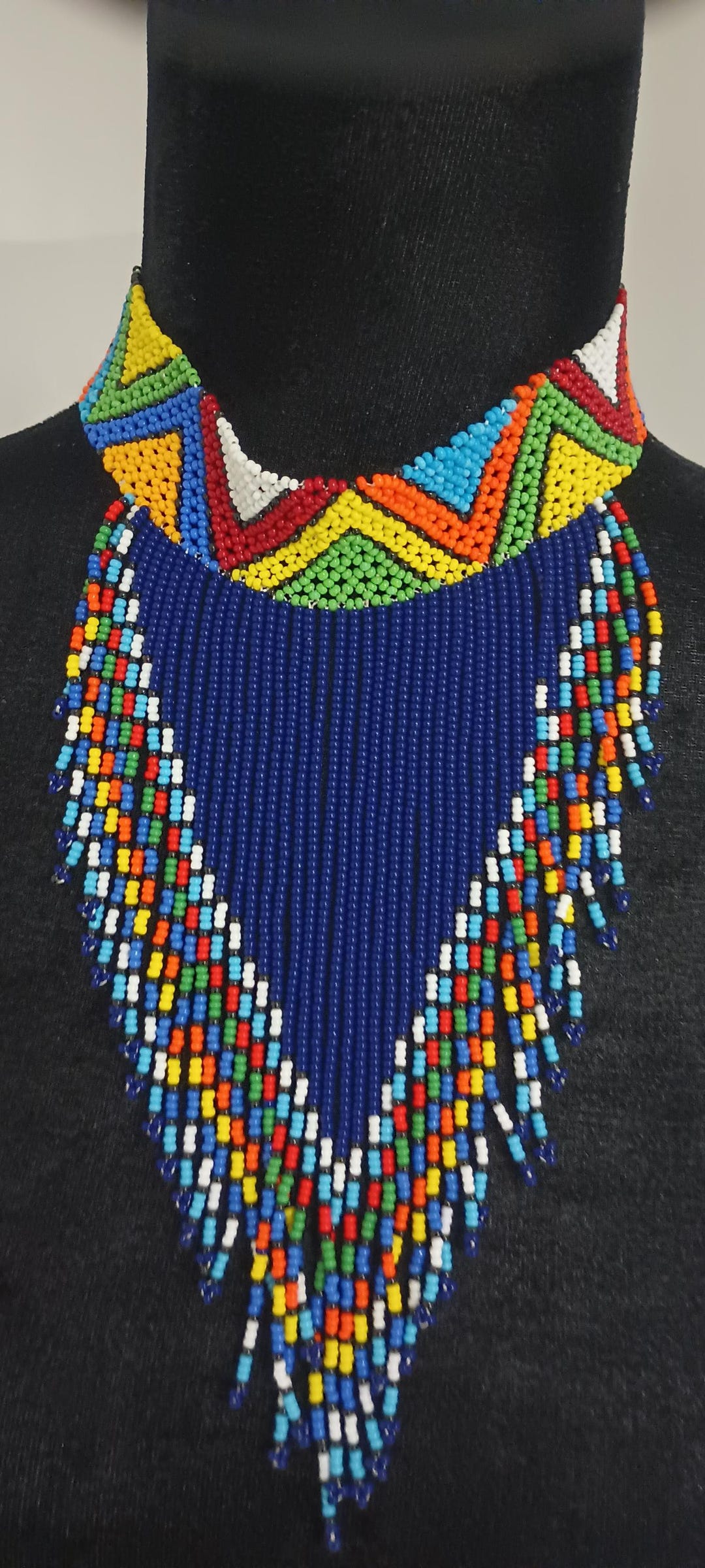 HANDCRAFTED African- Kenyan Beaded Bib Necklace - Etsy