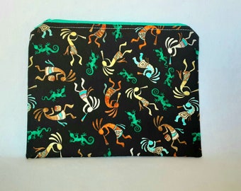 Cross Make-up Bag Zippered Pouch Gift Bag Brown Beige Travel Pouch Black Storage Bag Purse Earthtone Southwest Pattern
