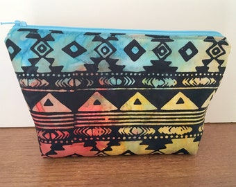 Cross Make-up Bag Zippered Pouch Gift Bag Brown Beige Travel Pouch Black Storage Bag Purse Earthtone Southwest Pattern