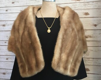 Vintage May D&F Mink Fur Stole Mini Cape Shoulder Wrap