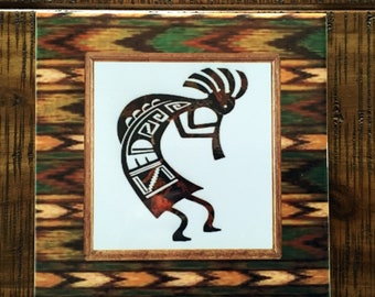 Art Deco Design in Green /& Purple on white Ceramic Trivet 6 Cork back Gift Art Tile