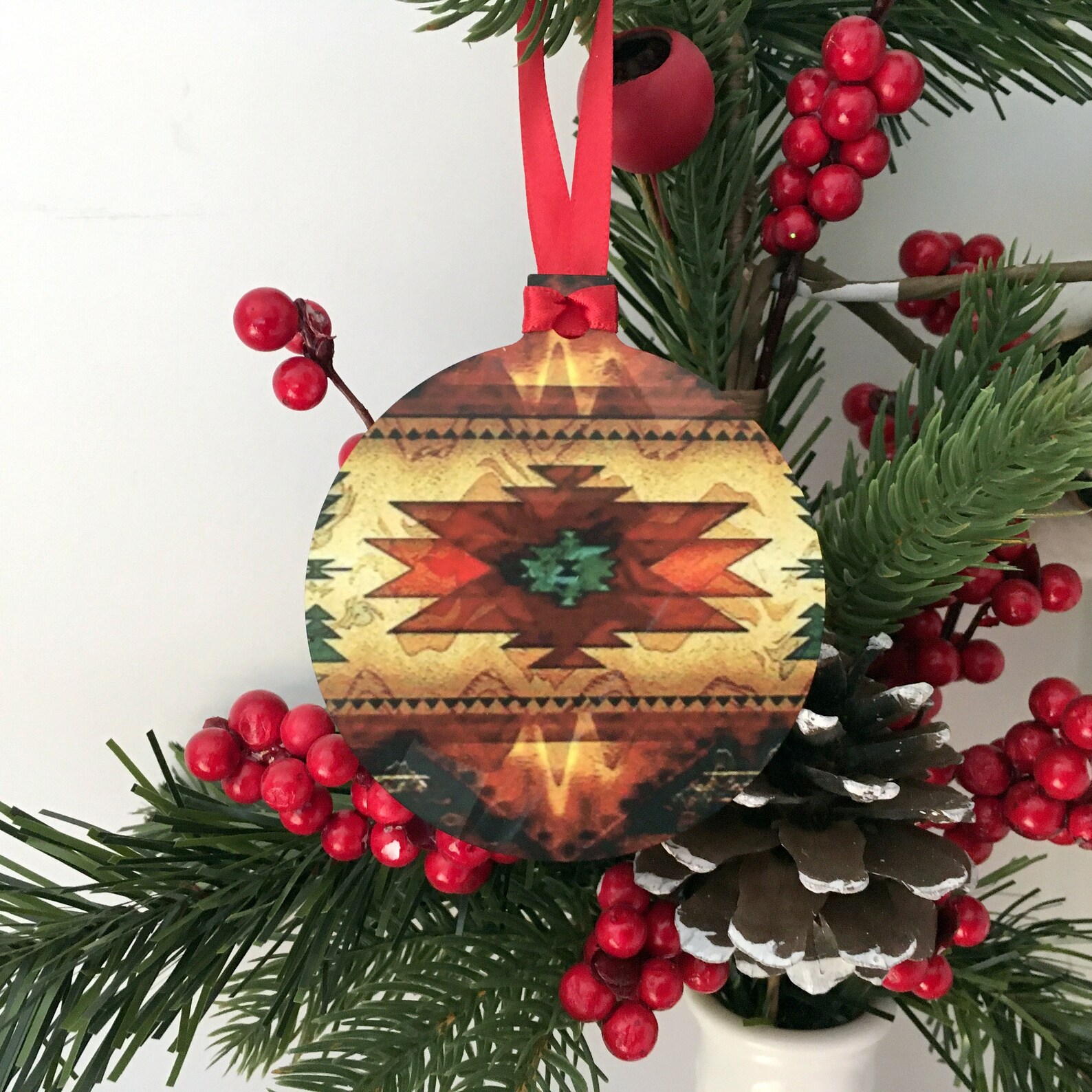 Southwest Christmas Tree Ornament 2sided Aztec Design in Etsy