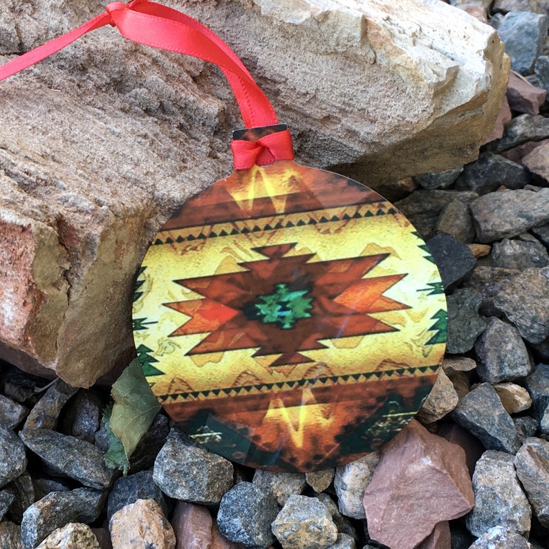 Southwest Christmas Tree Ornament 2-sided Aztec Design in | Etsy