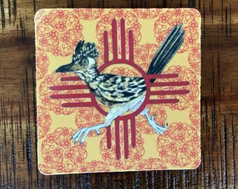 Made of Recycled Rubber Cute Watercolor Bird Round Coaster Set Set of 4 Made of Recycled Rubber Cute Watercolor Bird Round Coaster Set Set of 4