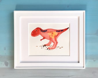 T-Rex Dinosaur Print Dinosaur Decor Dinosaur Nursery Print Nursery Boy Nursery Baby Shower Gift Hand Painted Colorful Art Wall Art