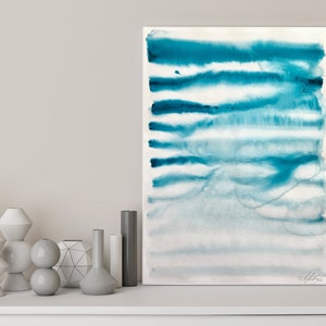 Abstract Watercolor, Abstract Art, Original Watercolor, Blue Painting, Contemporary Art, Wall Decor, Wall Art Stripe Painting