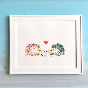 Hedgehog Watercolor Print Anniversary Gift Hedgehog Decor Rustic Home Decor Woodland Nursery Decor Rustic Nursery Wall Art Hedgehog Print