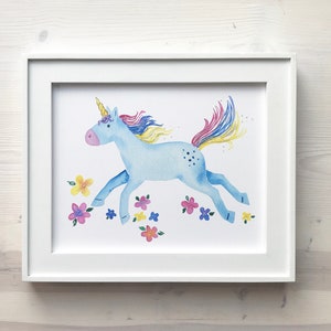 Baby Unicorn Watercolor Girl Nursery Unicorn Wall Art Girl Room Unicorn Decor Rainbow Unicorn Print
