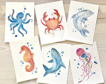 Under the Sea Watercolor Print Series Nursery Decor Fine Art Print Beach Decor Ocean Animal Nautical Nursery Wall Art Nautical Decor