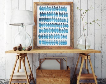 Abstraktes Original Aquarell Zeitgenössische Minimalismus Abstrakte Malerei Abstrakt Aquarell Blau Gemälde Grau Gemälde Home Decor Wandkunst