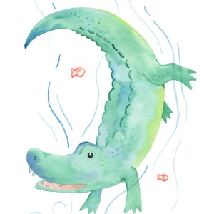 Alligator Watercolor, Safari Nursery Wall Art, Safari Nursery Decor, Alligator Print, Alligator Painting, Alligator Artwork