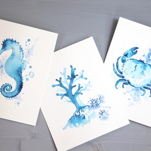 Nautical Original Watercolor Series Under the Sea Nautical Decor Beach Decor Ocean Art Home Decor Nautical Prints Sea Creatures Wall Art