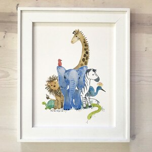 Safari Animals Nursery Print Safari Nursery Wall Art Zoo Nursery Decor Personalized Art Baby Shower Gift