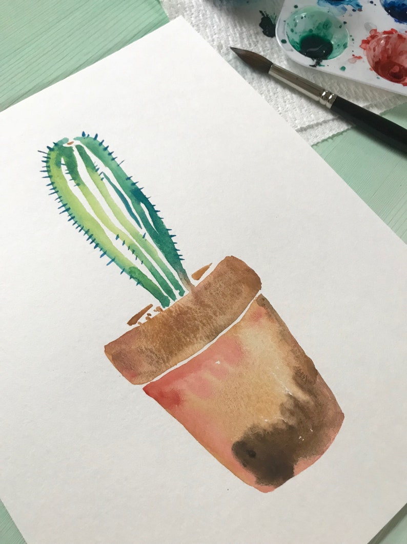 Succulent Wall Art Succulent Watercolor Hand Painted Original Artwork Succulent Decor Cactus Artwork Cactus Home Decor