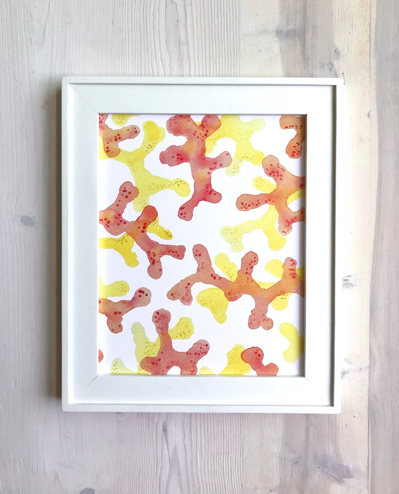 Coral Watercolor, Abstract Coral Watercolor, Beach Art, Orange Coral Watercolor Print, Beach Decor, Ocean Art image 1