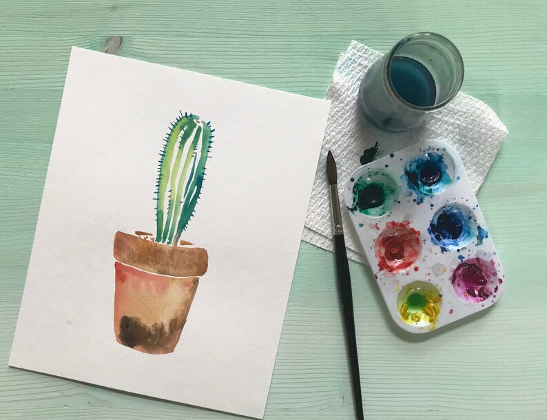 Succulent Wall Art Succulent Watercolor Hand Painted Original Artwork Succulent Decor Cactus Artwork Cactus Home Decor