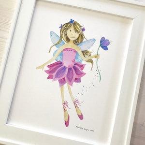 Fairy Watercolor Print, Fairy Art, Girls Room Decor, Girls Nursery Art, Kids Room Wall Art, Kids Room Decor, Flower Fairy, Garden Fairy