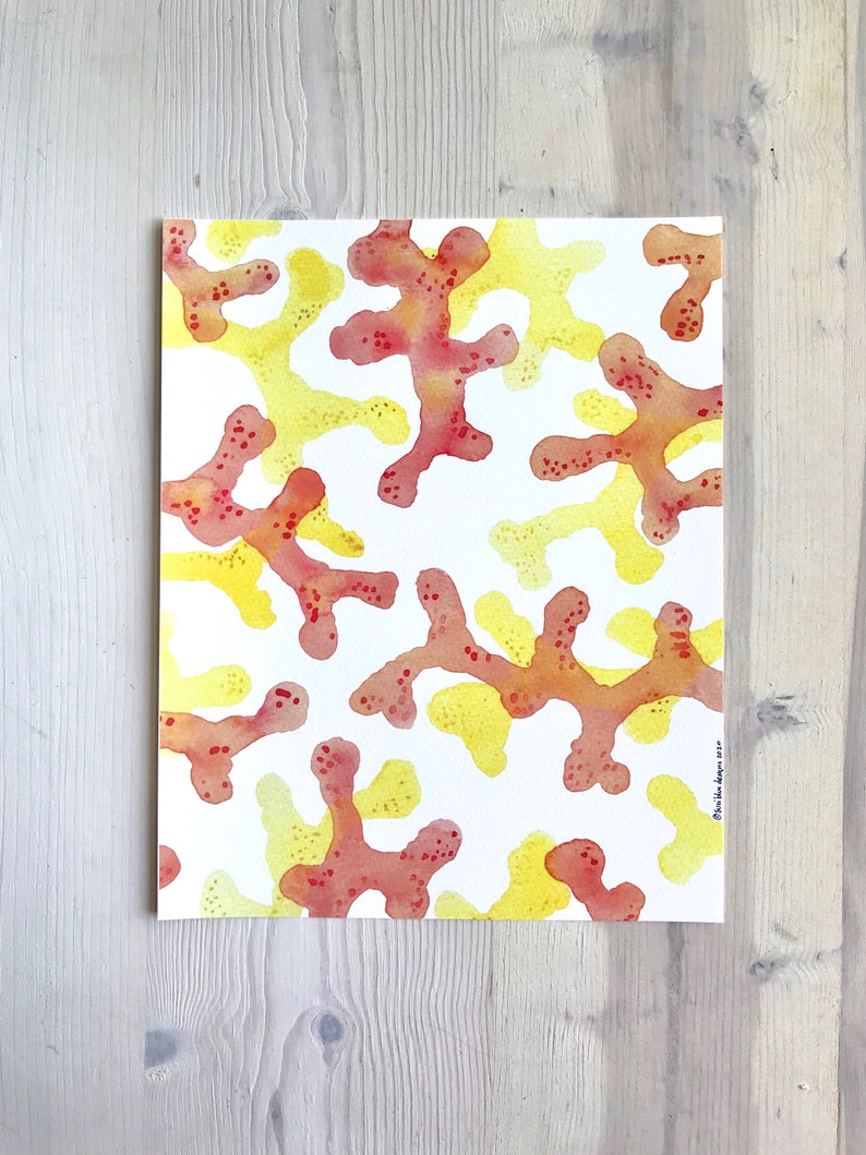 Coral Watercolor, Abstract Coral Watercolor, Beach Art, Orange Coral Watercolor Print, Beach Decor, Ocean Art image 4