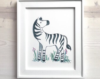Zebra Watercolor Print Safari Nursery Decor Safari Animals Nursery Print Wall Art Zoo Animals Zoo Nursery Jungle Nursery Baby Shower Gift