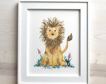 Lion Watercolor Print Nursery Decor Safari Nursery Art Lion Original Watercolor Jungle Nursery Zoo Animals Artwork Wall Art