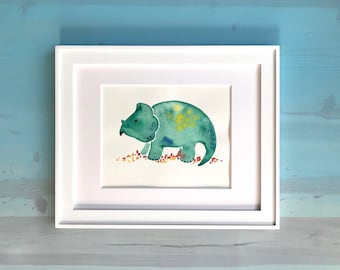 Triceratops Dinosaur Print Dinosaur Decor Nursery Decor Dinosaur Wall Art Boy Room Decor Baby Shower Gift Fine Art Print