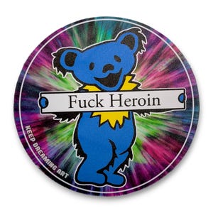 Fuck Heroin Dab Mat, Blue Green Pink or Purple Dancing Bear Design, Marijuana Accessories, Weed Accessories, Smoking Accessories, Dab Tool