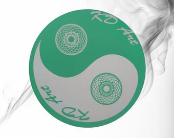 Mintgroene yin-yang scharmat, 7,5-inch dromenvanger-dabpad, ronde muismat, stoffen onderzetter