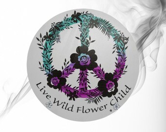 Wild Flower Child Dab Mat, 7,5 inch ronde dab pad, schattige onderzetter voor waterpijpen en rigs, marihuanaaccessoires