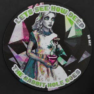 Trippy Down the Rabbit Hole Dab Mat | Geometric Disney Alice in Wonderland Pad | Safety Mat | Mouse Pad | Table and Bong Protector