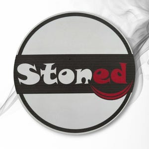 Happily Stoned Dab Mat, 7.5 Inch Round Bong Mat, Cushioned Coaster, Weed Accessories, Stoner Gifts