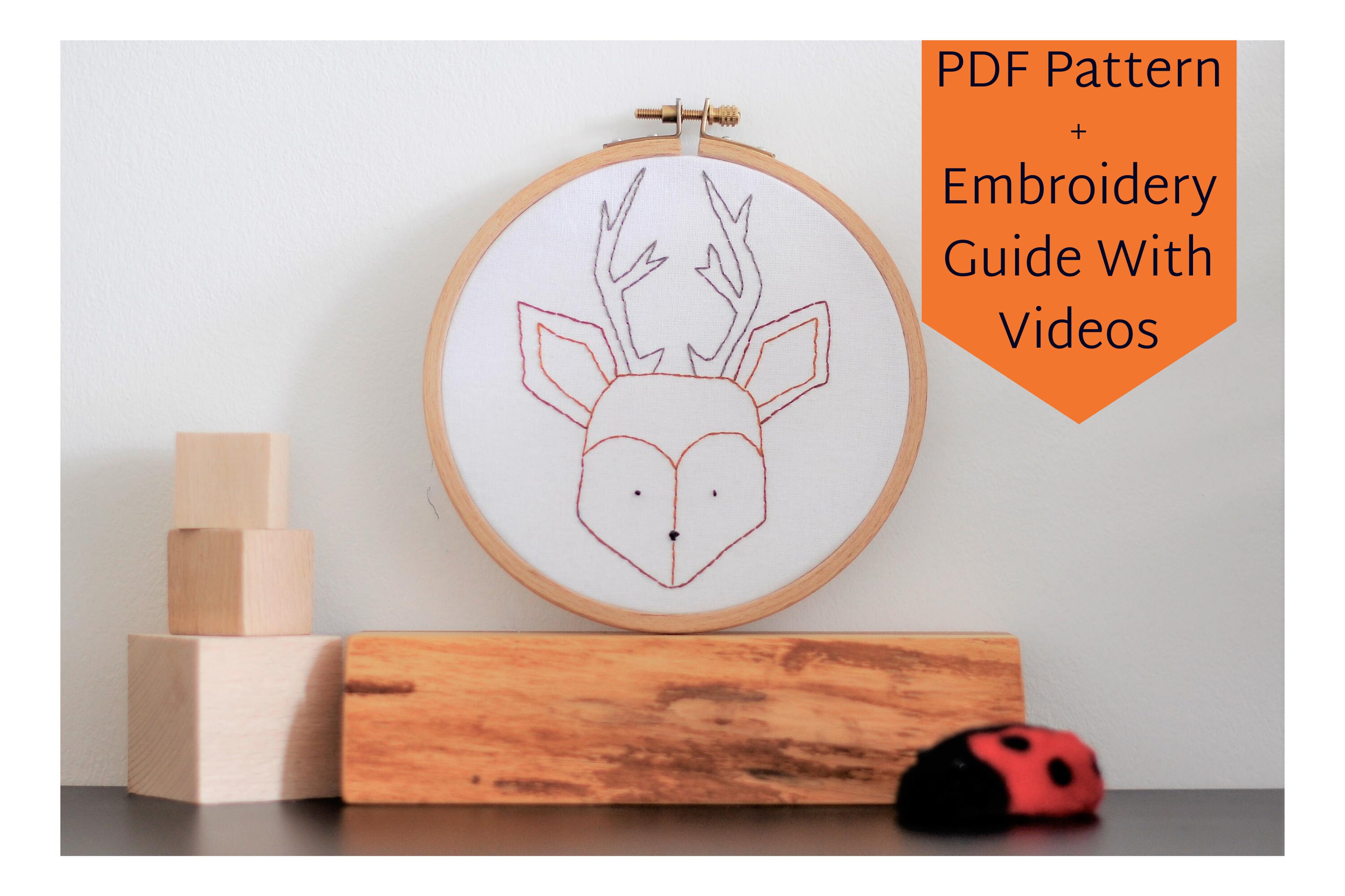 Cute Baby Deer Embroidery Pattern, Printable PDF With Learn to ...