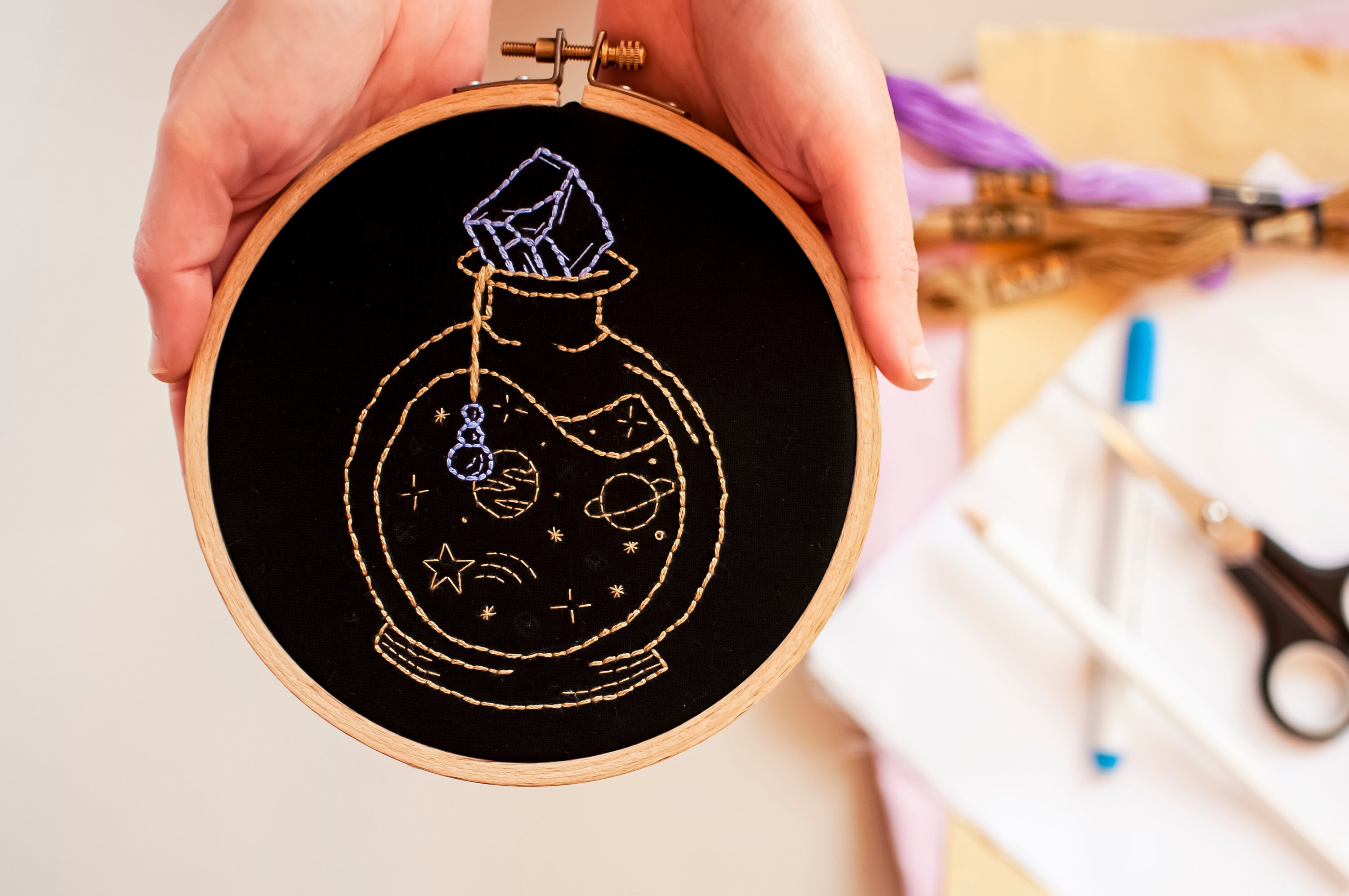 Set of 3 Celestial Embroidery Patterns With Embroidery Guide and Videos