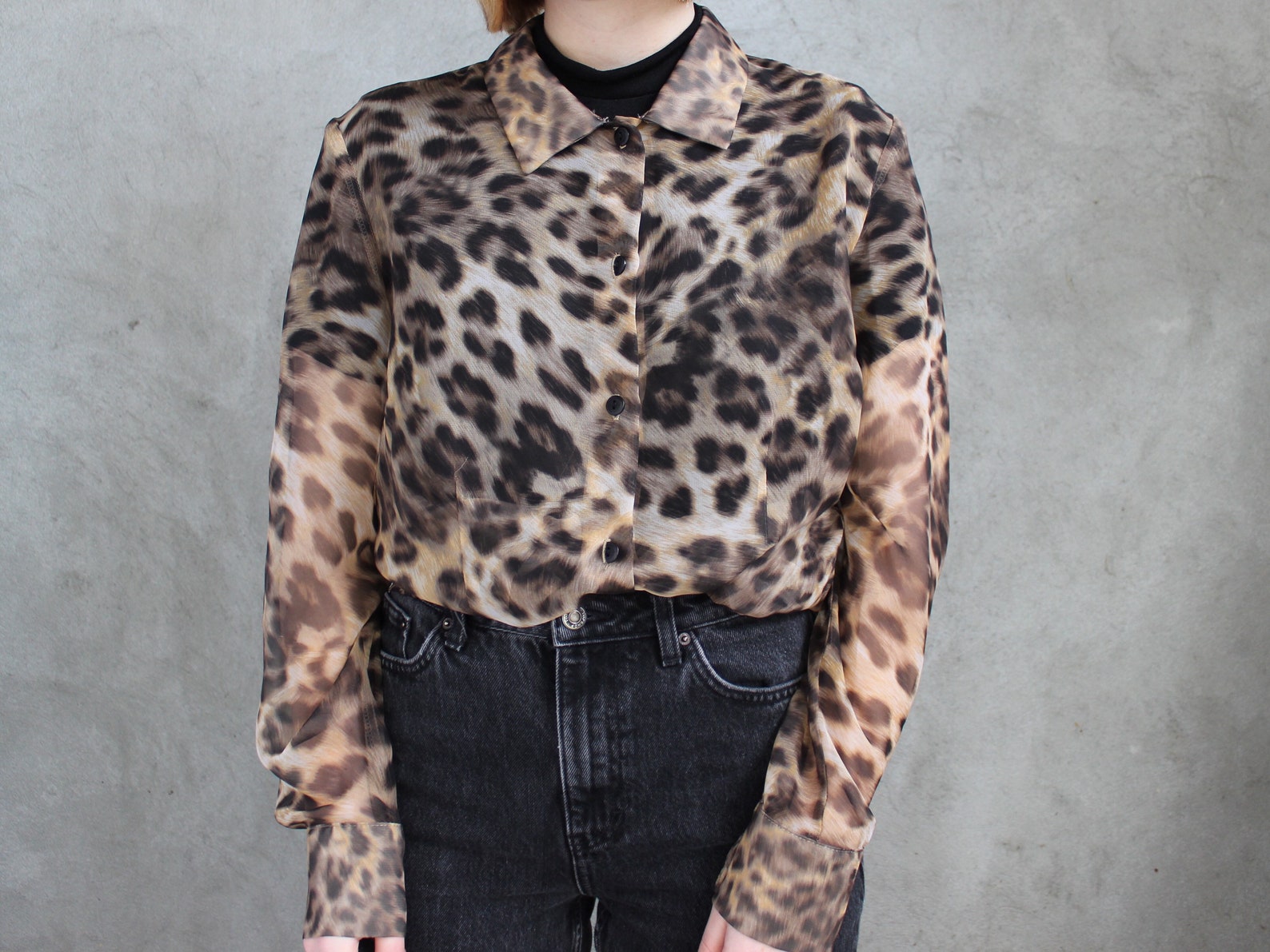 cheetah print sheer top