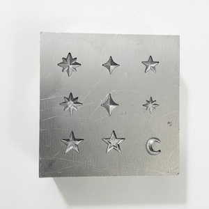 Placa de acero con diseño de estrella y luna / Matriz para la fabricación de joyas (6-8 mm)